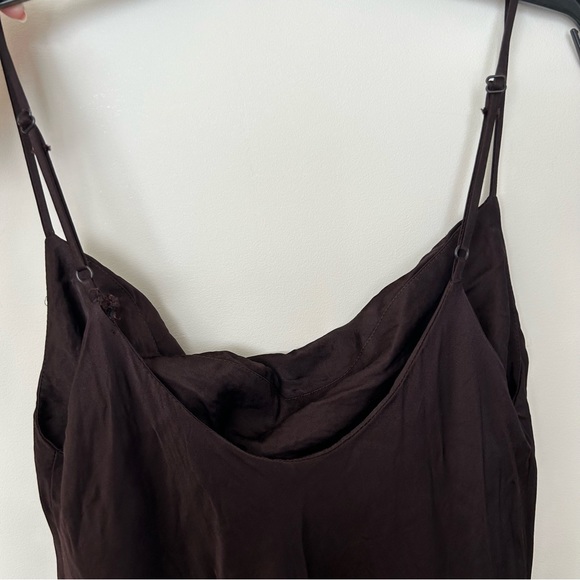 Zara Chocolate Brown Satin Slip Dress - Picture 5 of 11